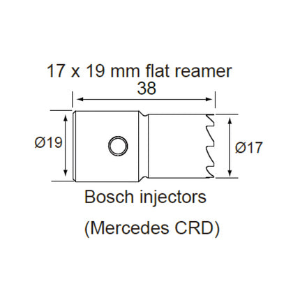 dimensions diagram for seat cutter 01750170
