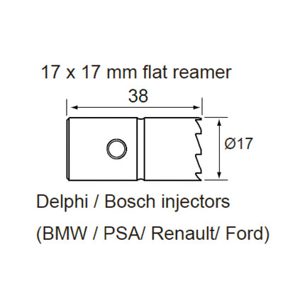 dimensions diagram for seat cutter 01750270
