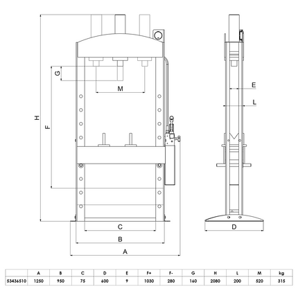 53436510 - Silver Series 50T Hydraulic Workshop Press