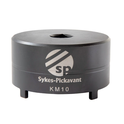 A black Sykes-Pickavant KM10 socket tool designed for tightening and loosening lock nuts.