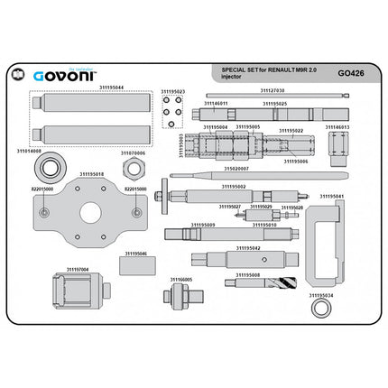 Multi-Stage Injector Puller Kit For M9R 2.0 DCI Engines Drawing