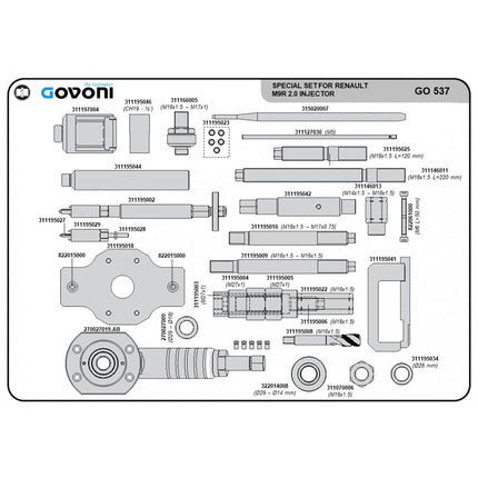GO537 - Injector Extractor Kit with 12T Hydraulic Cylinder