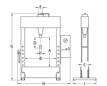 53421000 - Electro-Hydraulic Workshop Press - Double Action Cylinder 100 Tonne